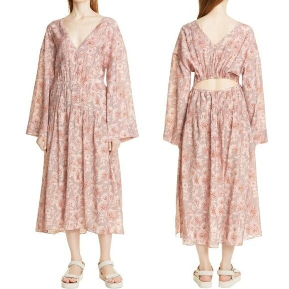 Vince Dahlia‎ Floral Print V-Neck Open Back Mini Dress Size M - Picture 11 of 12